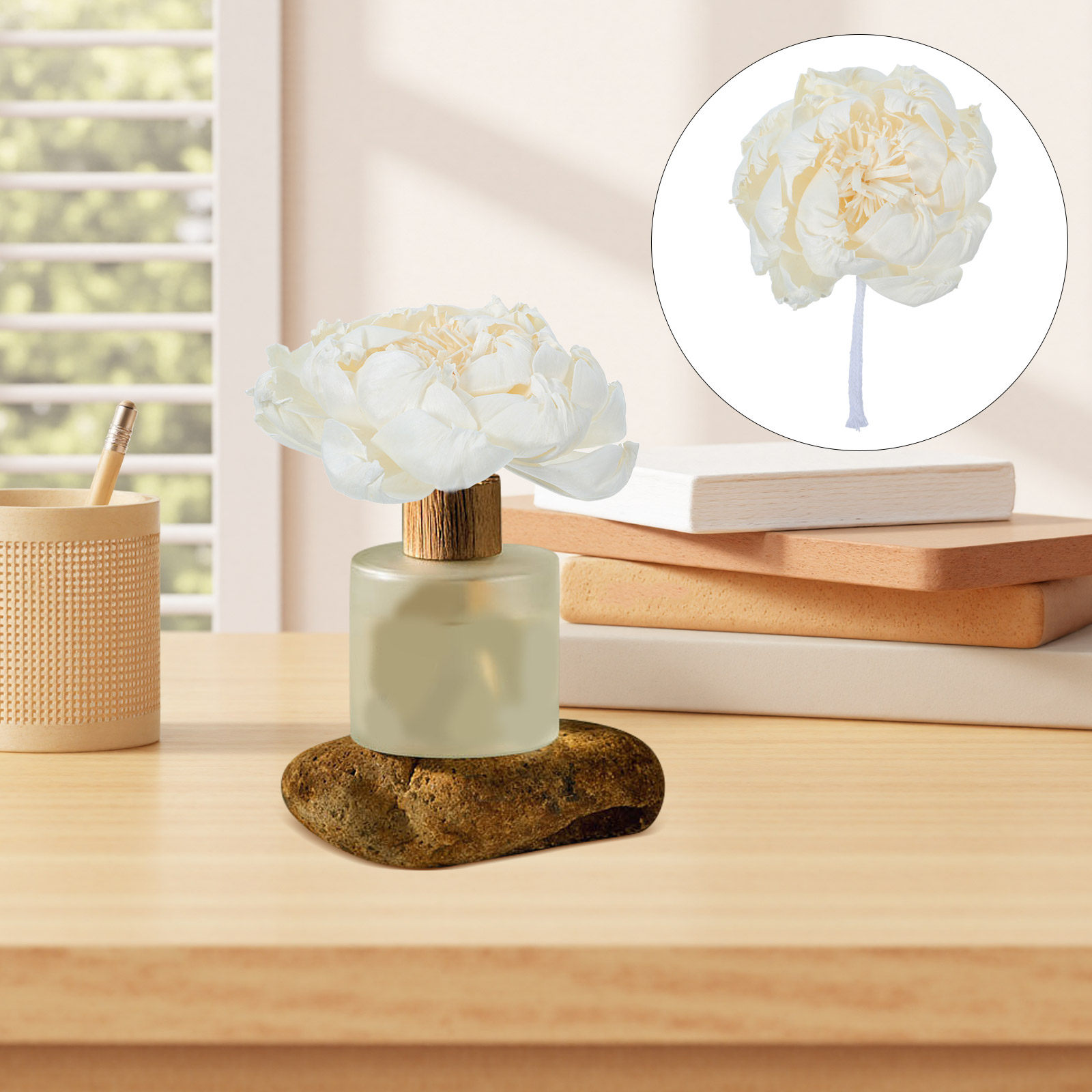 Home Fragrance Essential Oils - Pioenroos Geurverspreider 12Cm Kunstmatige Pioenrozen Bloemgeurende