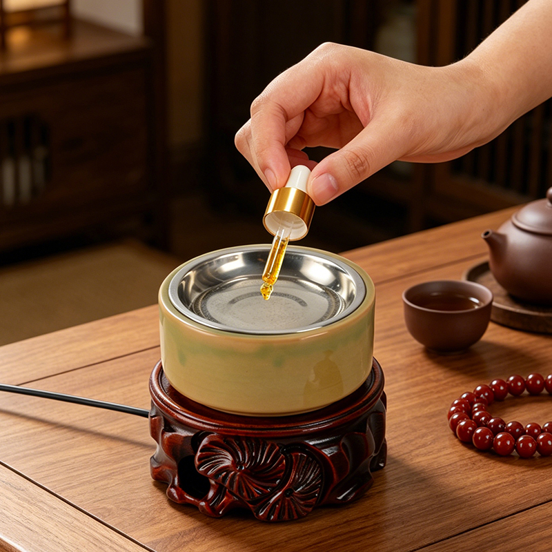 Home Fragrance Oil Burner - Keramische elektronische wierookbrander Ingebouwde LED-lichttimer Verstelbare
