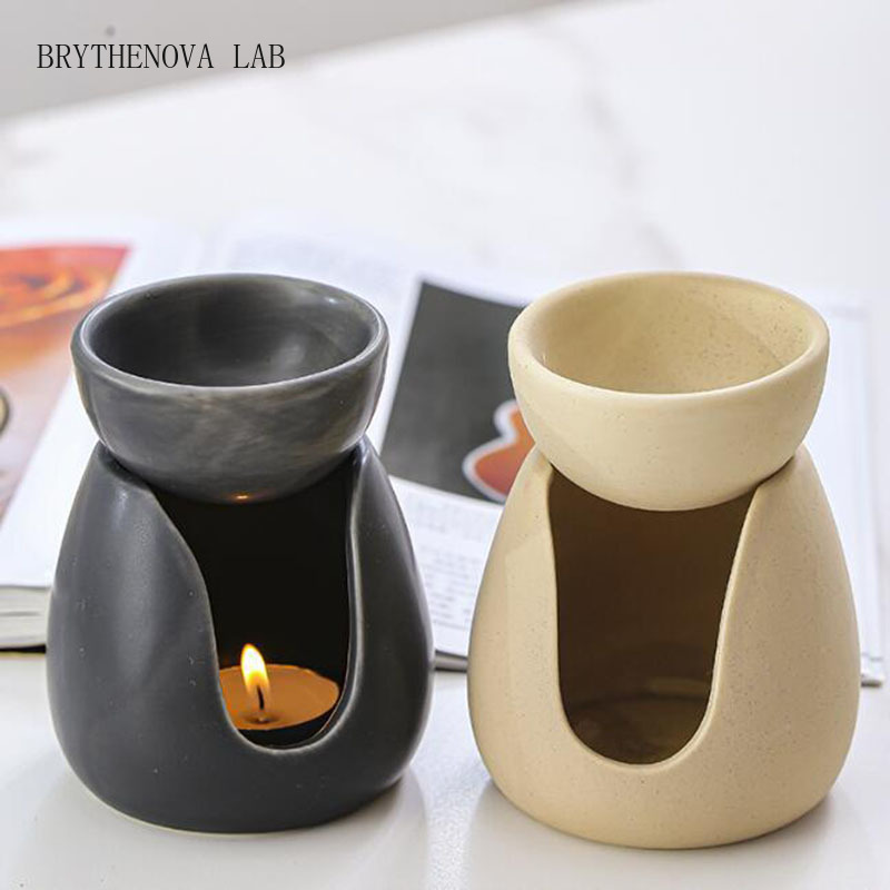 Home Fragrance Oil Burner - Keramische kaarsenaromabrander etherische oliebrander geel zwart