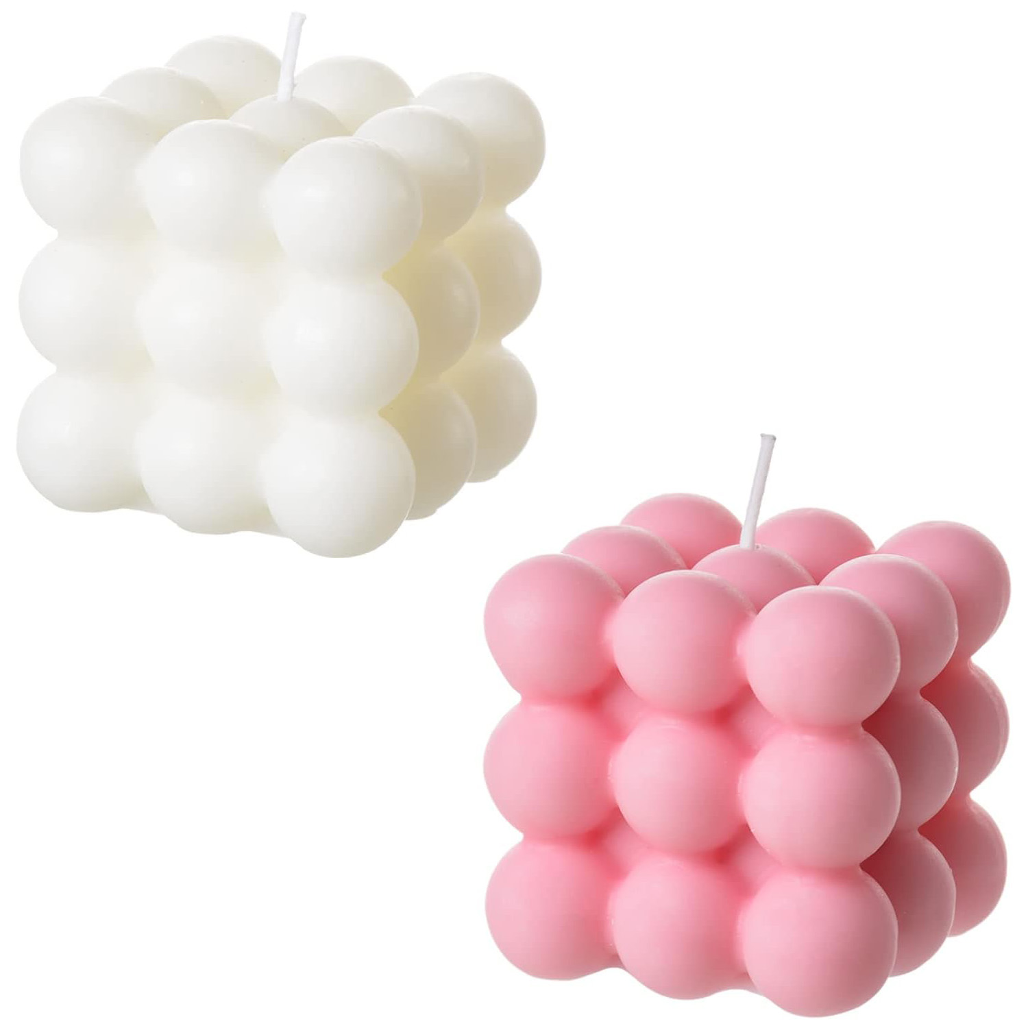 2-delige witroze bubbelkaars - - Soy Wax Flake recensie en prijs