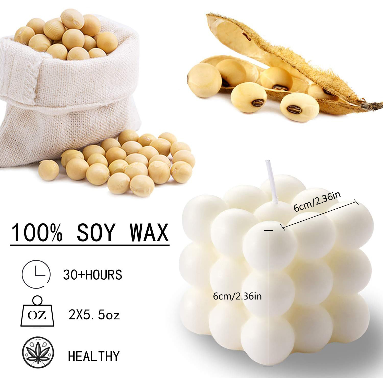 2-delige witroze bubbelkaars - - Soy Wax Flake recensie en prijs